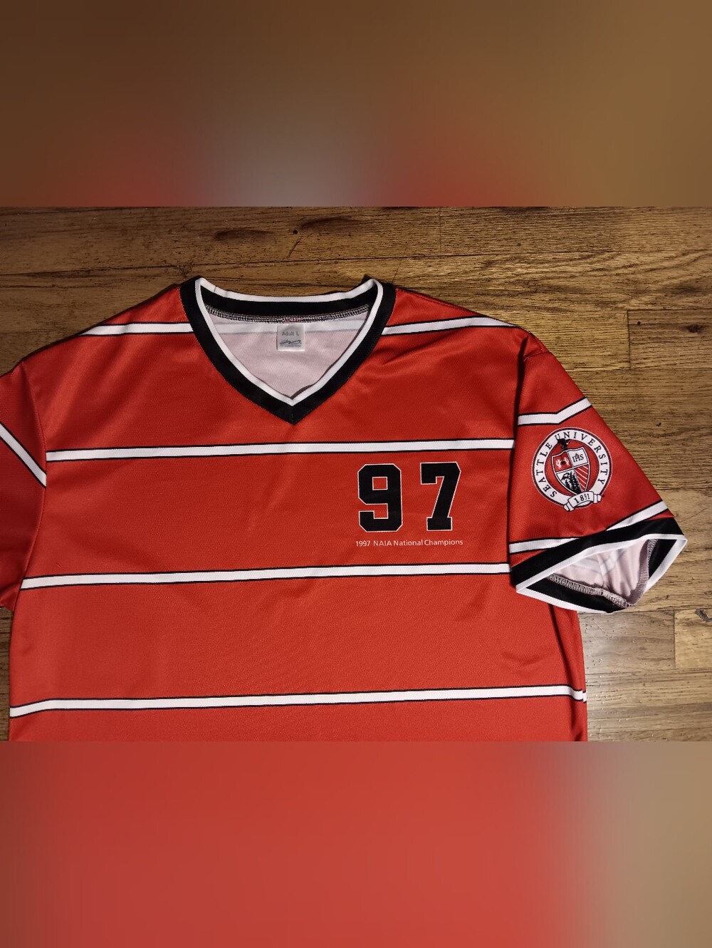 vintage 1997 Seattle University Redhawks National Soccer Champions Jersey shirt